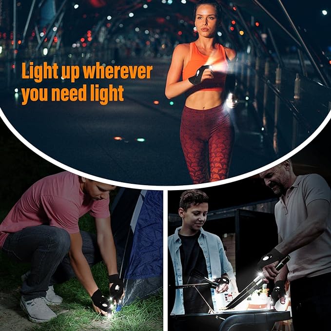 🔥LED Flashlight Waterproof Gloves - Practical Durable Fingerless Gloves✨