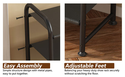 Shoe Rack 3 Tier Long Storage Organizer Wide Metal Shoe Shelf for Closet Entryway Black