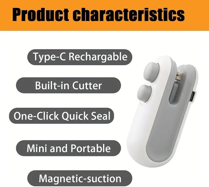 Small 2-in-1 Rechargeable Magnetic Snack Sealer