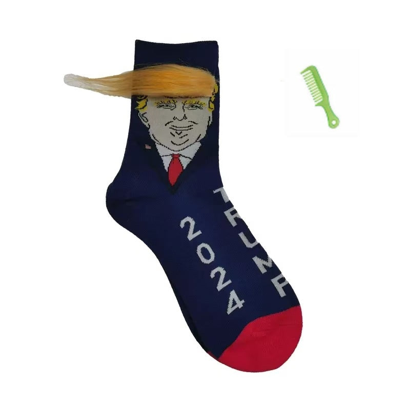 🤣Funny Trump Socks With Hair