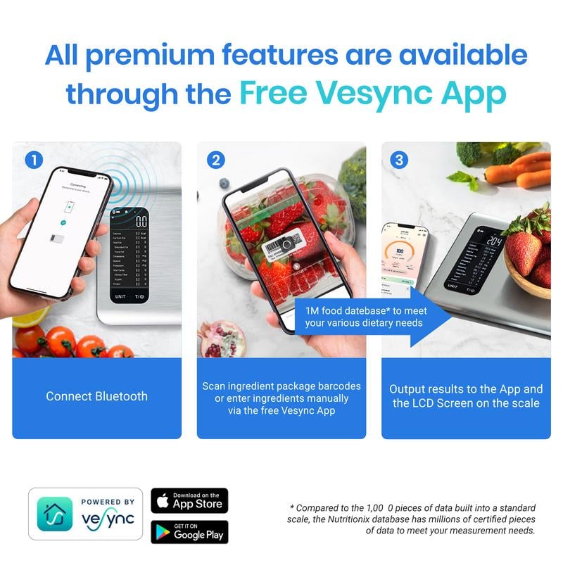 ✨AI Smart Food Scale | 19 Nutrient Facts Auto Scan | Digital Calorie Counter for Meal Prep & Fitness | Compact Stainless Design